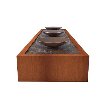 CorTen Watertable  4000 x 1000 x 400mm CorTen 3mm (CBS3 (3 bowls))