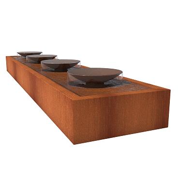 CorTen Watertable  5000 x 1000 x 400mm CorTen 3mm (CBS2 (4 bowls))