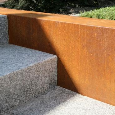 Overzetstuk muurelement recht 150x45x12,8 Corten