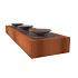 CorTen Watertable  4000 x 1000 x 400mm CorTen 3mm (CBS3 (3 bowls))